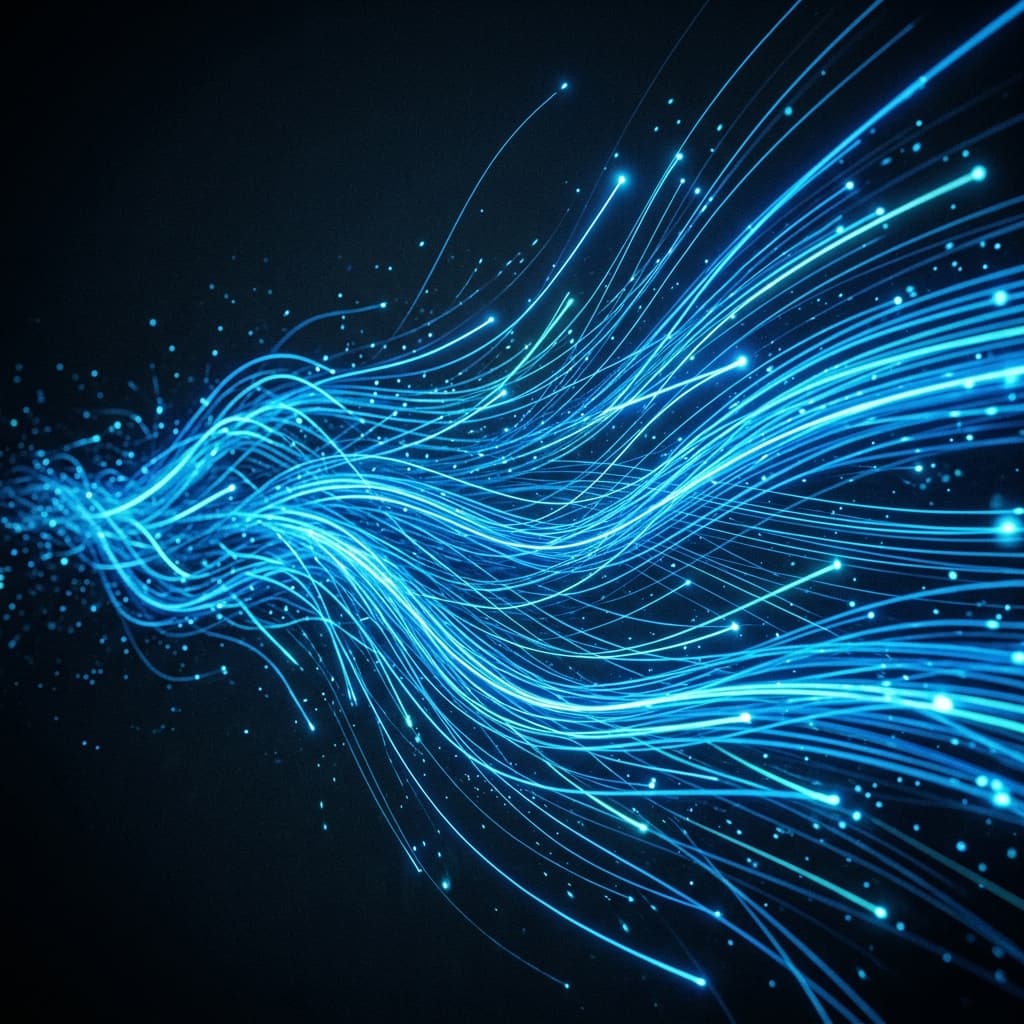 Abstract blue energy light lines representing website speed and performance